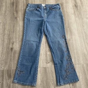 VTG Coldwater Creek Women’s Bootcut High Rise 5 Pocket Studded Jeans Denim 16